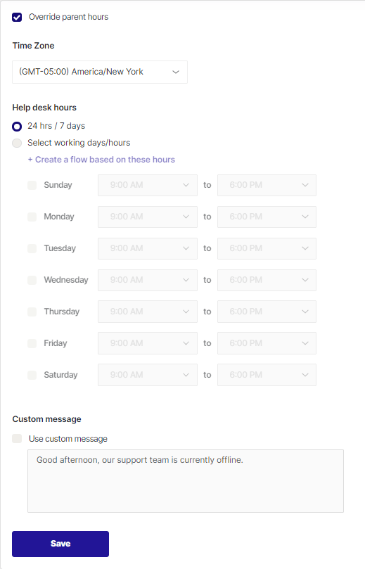 Hours tab override for an individual client