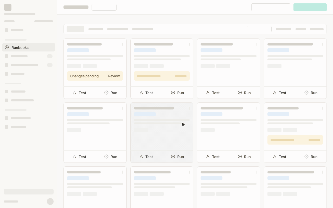 Runbooks Tile Test Modal