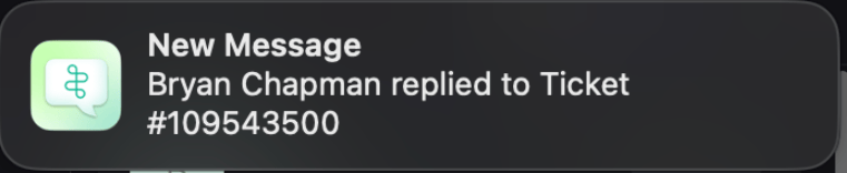 Desktop Messenger system notification for an updated request