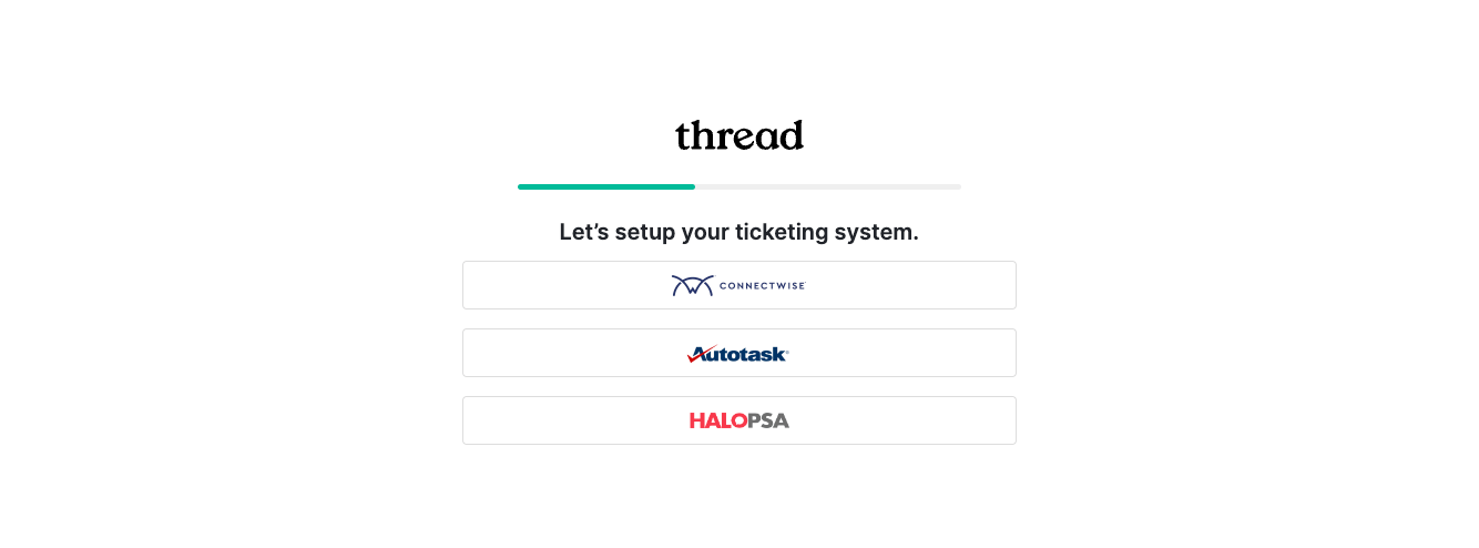 Select your ticketing system to integrate with Thread