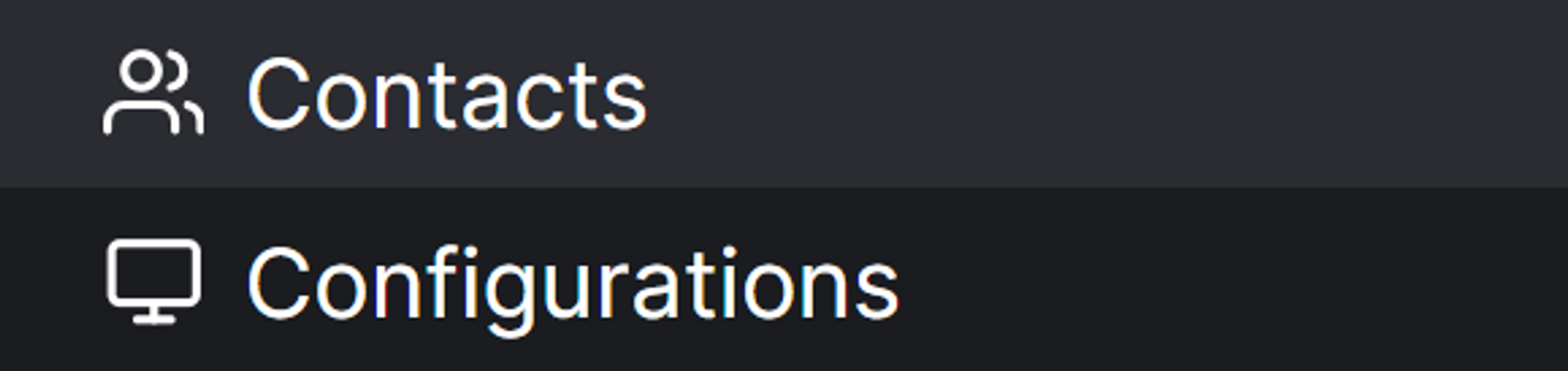 Configurations and Contacts views