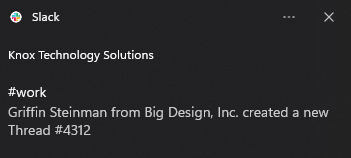 New thread appearing in a public Slack channel