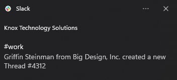 New thread appearing in a public Slack channel