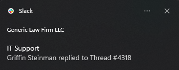 Slack notification of a tech reply