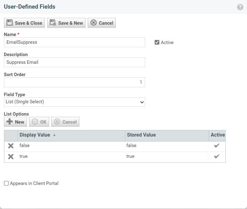New EmailSuppress User-Defined Field in Autotask