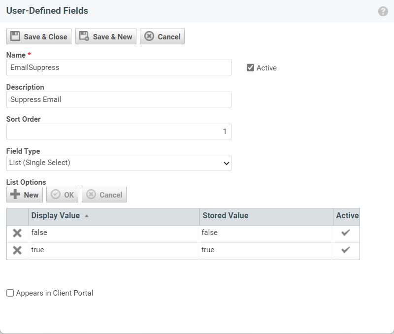 New EmailSuppress User-Defined Field in Autotask