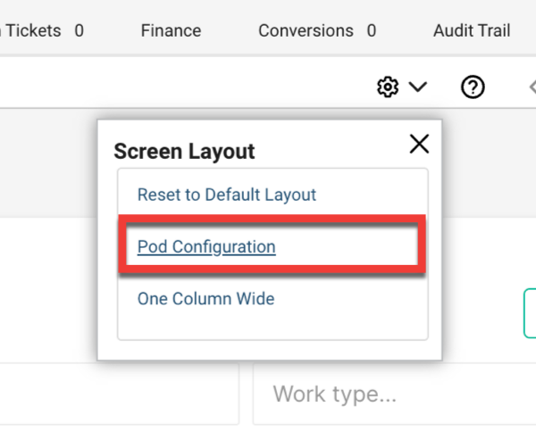 Pod Configuration menu option in ConnectWise