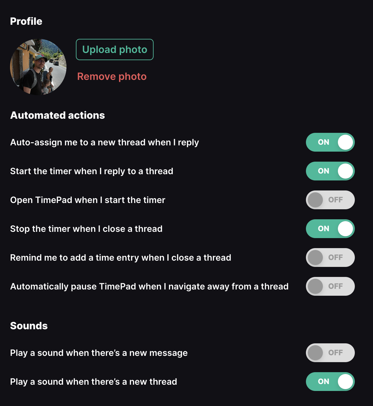 Inbox preferences settings