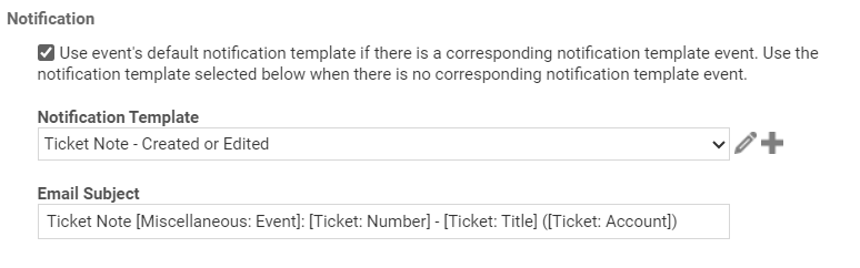 Selecting the email notification template