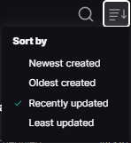 The filter options