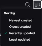 The filter options