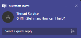 Notification of a new message from the tech