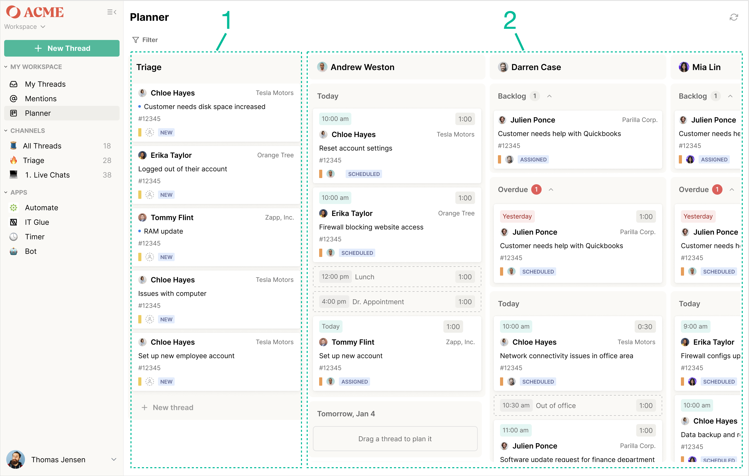 Triage swimlane alongside member-specific swimlanes in Planner