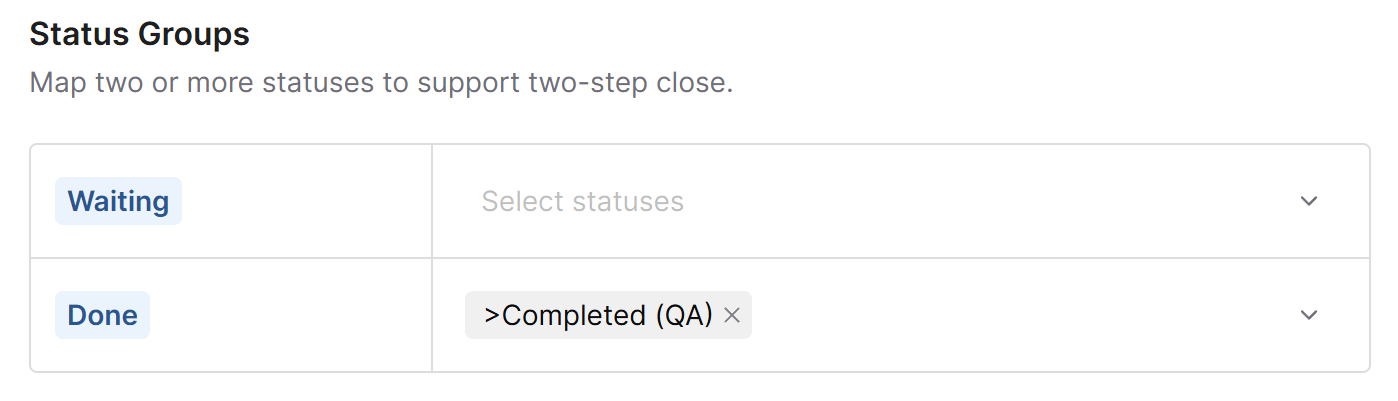 Status group configuration screen