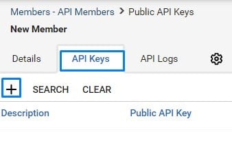 API Keys tab with the add button in ConnectWise