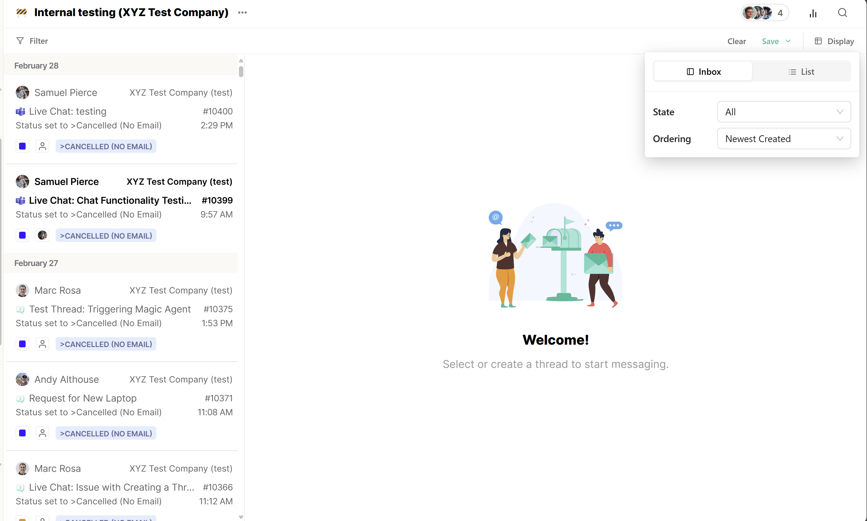 Inbox view mode