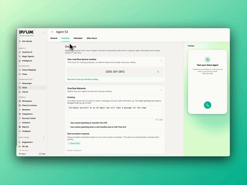 Contact mapping handoff from Attendant to Overflow