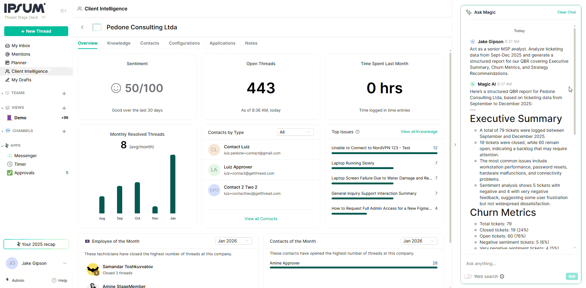 Super Magic generating a QBR report