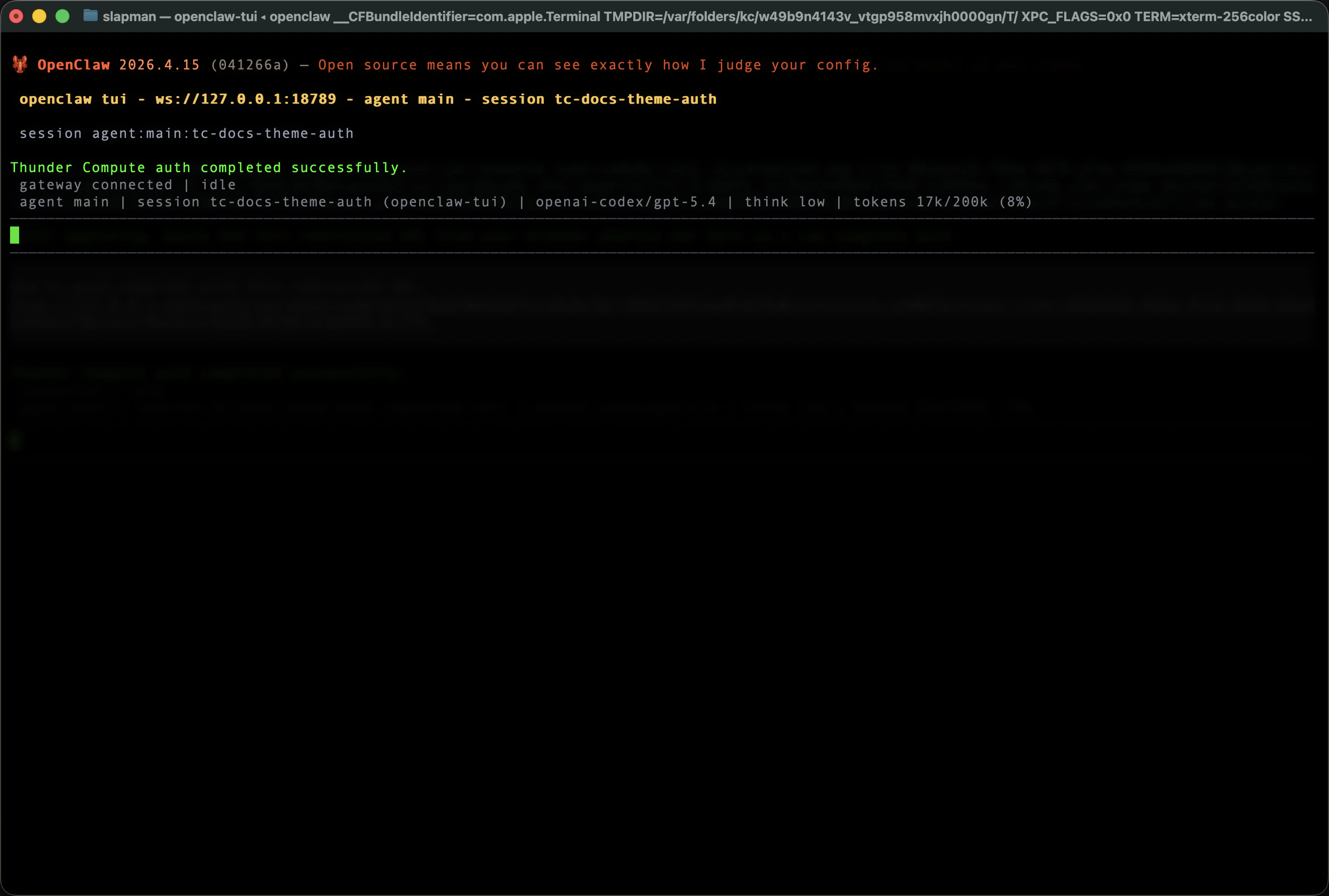 Thunder Compute OAuth completion success