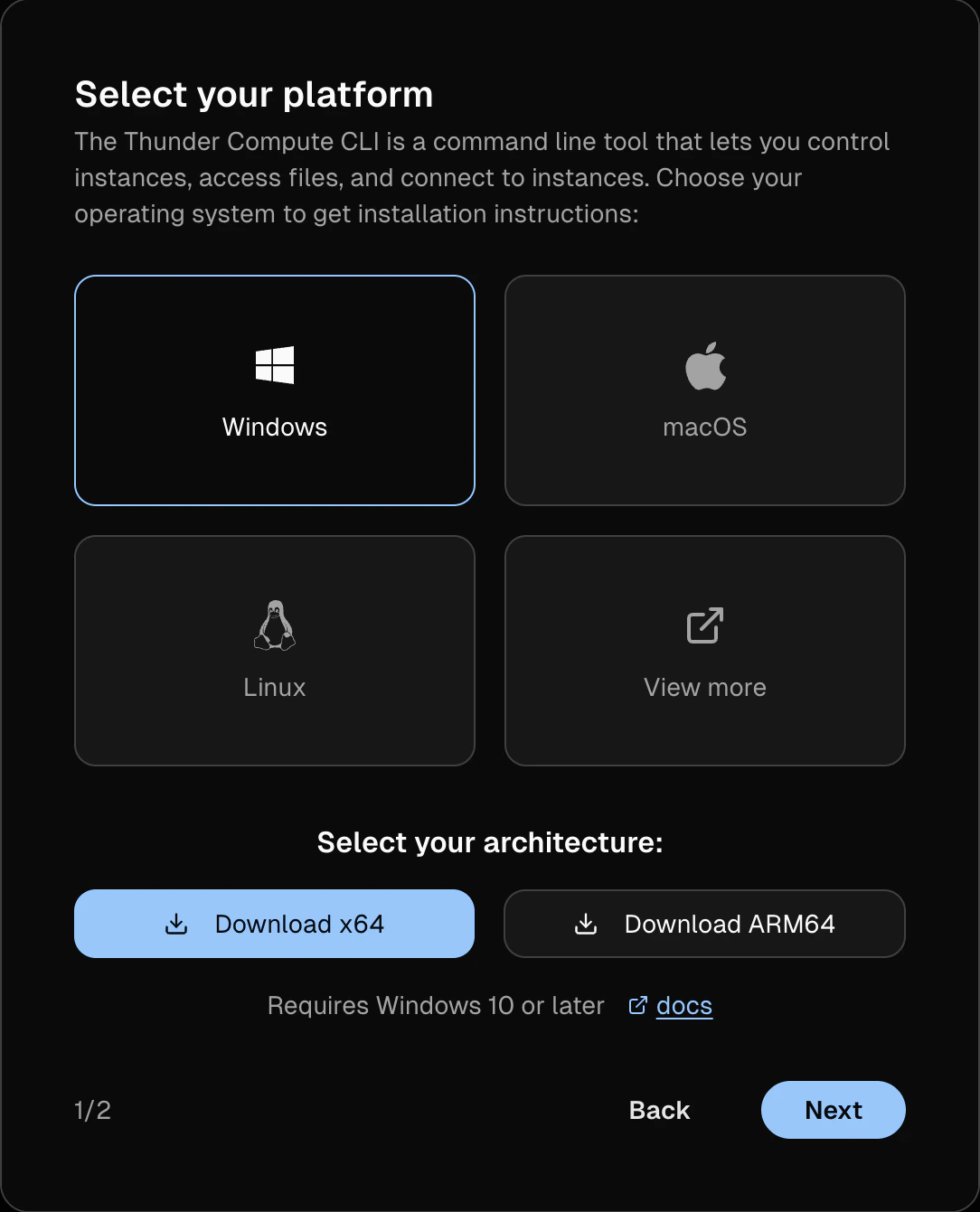 Command Line connection platform options