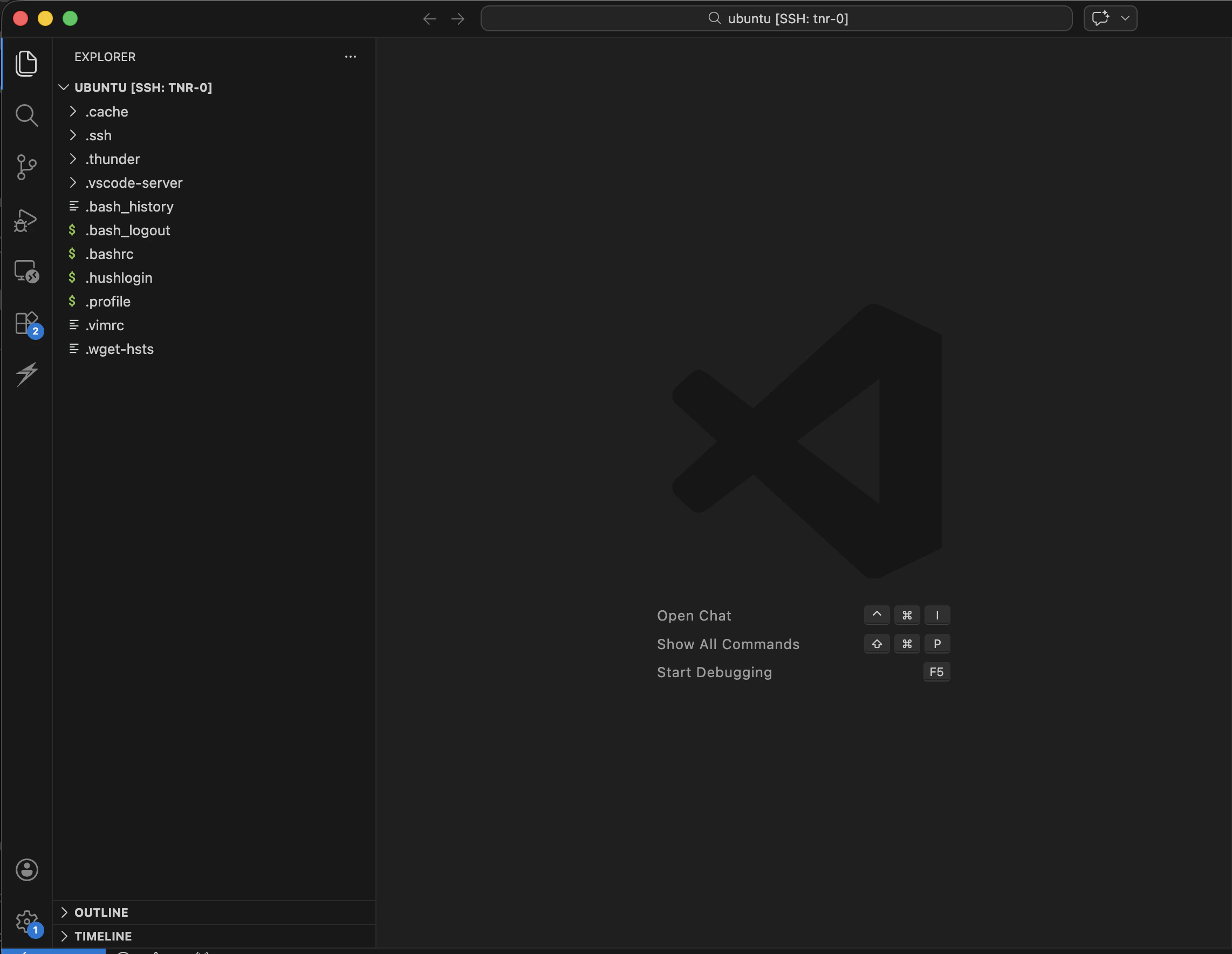 VS Code connected to a Thunder Compute instance over Remote SSH