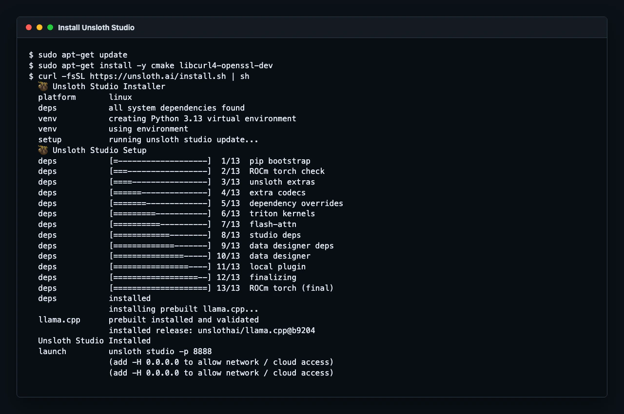 Install Unsloth Studio on a Thunder Compute instance