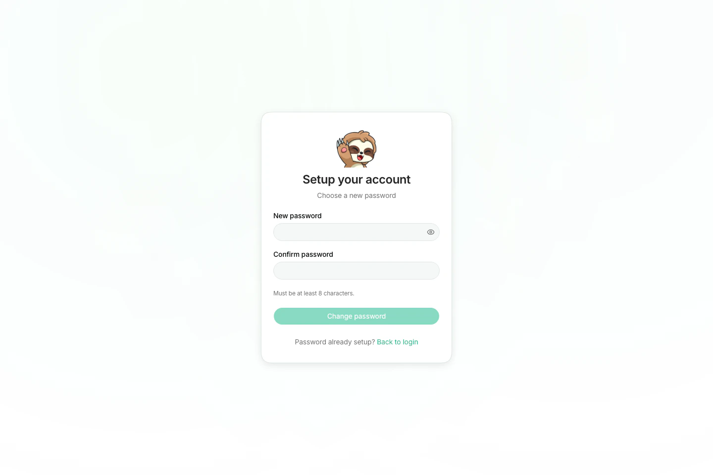 Unsloth Studio first-run account setup screen