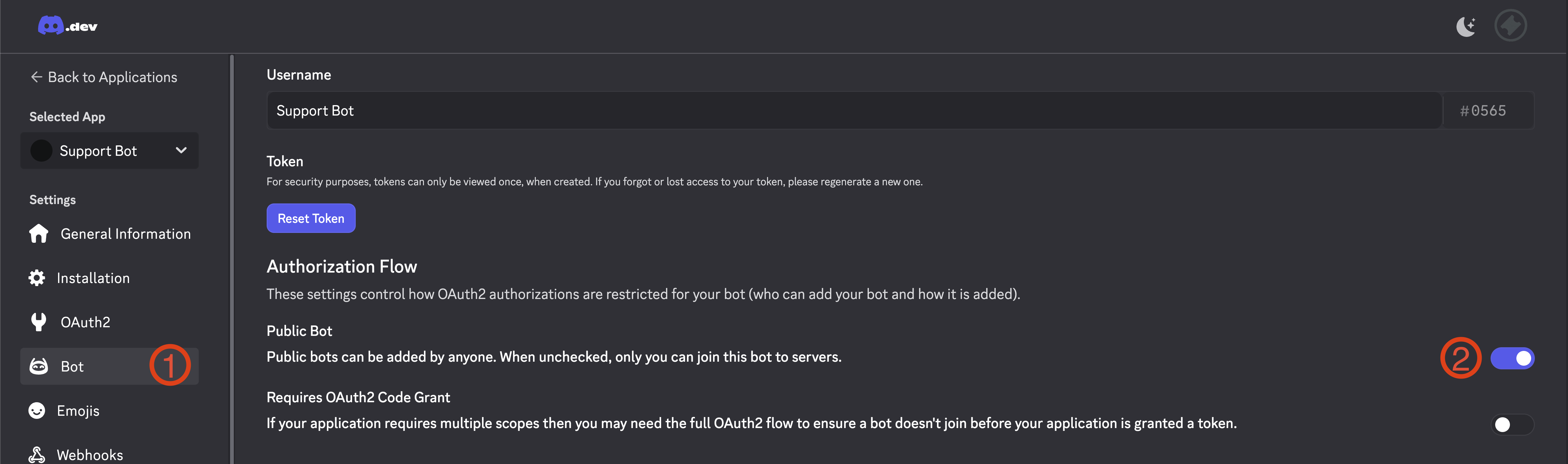 Disable public bot setting