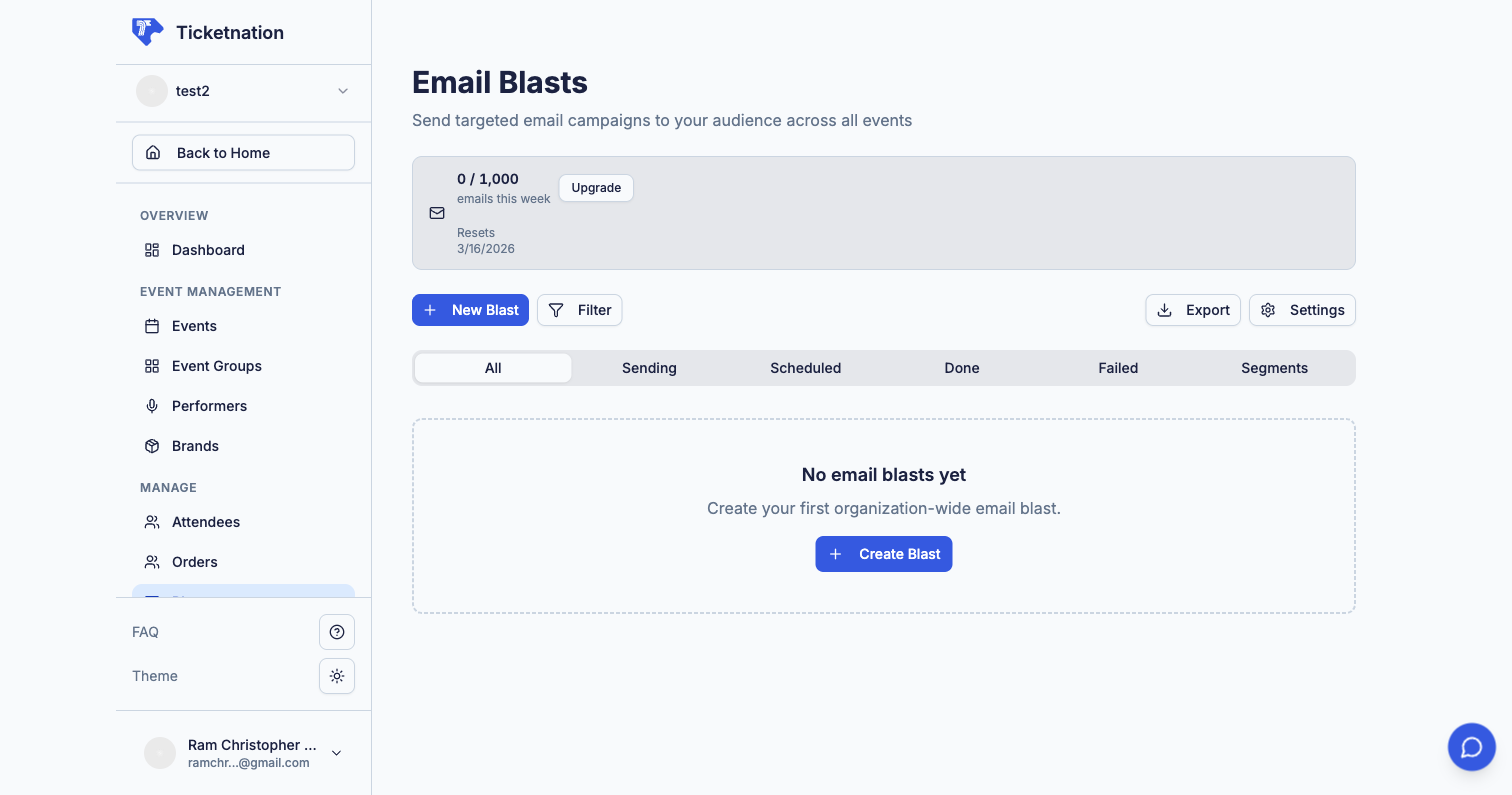 Email blasts campaign management