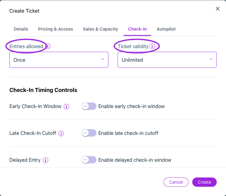 Control how many times a ticket can be scanned and its validity after purchase.