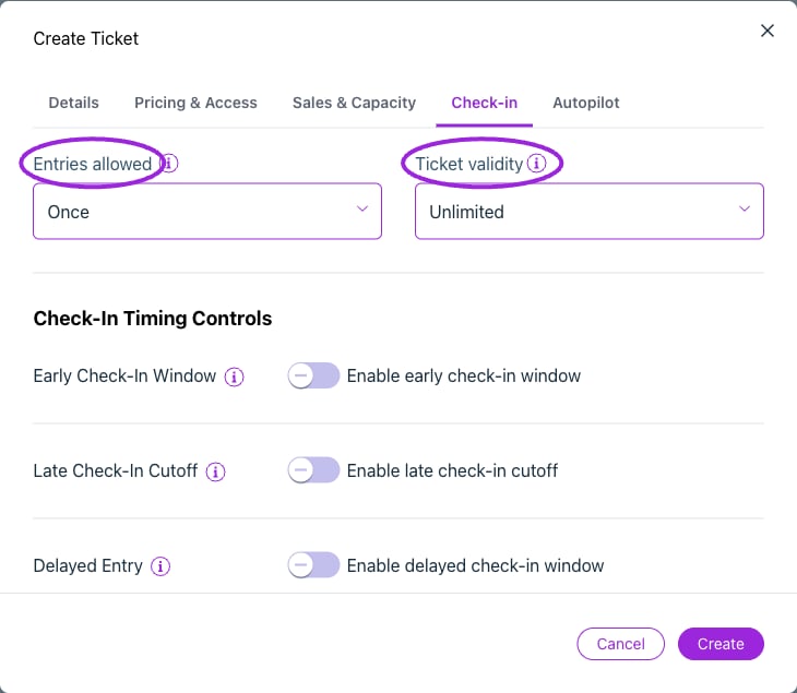 Control how many times a ticket can be scanned and its validity after purchase.