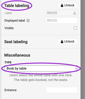 Table labeling and Book by table highlighted in the chart designer