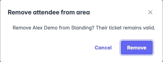 Confirmation to remove Alex Demo from Standing while retaining their valid ticket