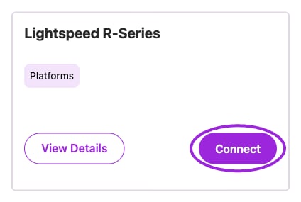 Lightspeed R-Series integration card with Connect highlighted.