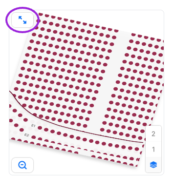 Mobile seating map with the expand control circled