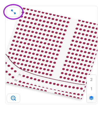 Mobile seating map with the expand control circled