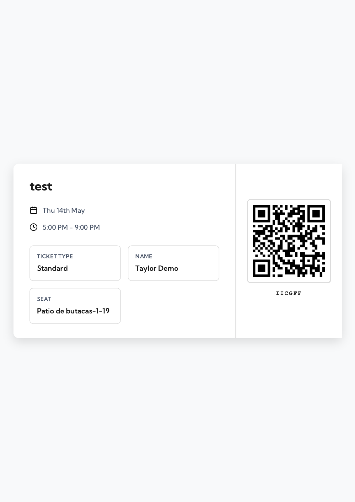 Downloaded A4 ticket for Taylor Demo with the Standard ticket and seat Patio de butacas–1–19