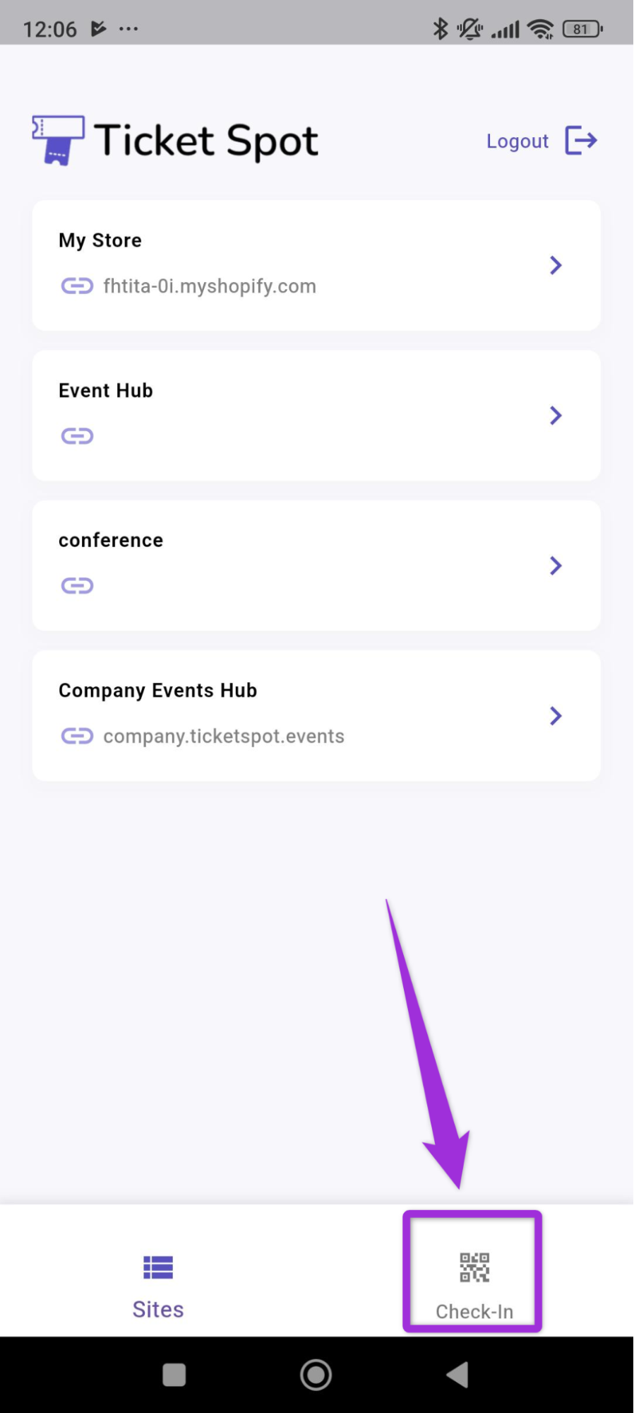 Mobile Check-In - Ticket Spot