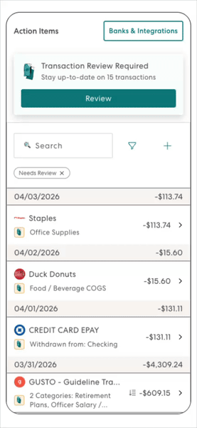 Mobile Expense Dashboard for Popular Payroll Provider