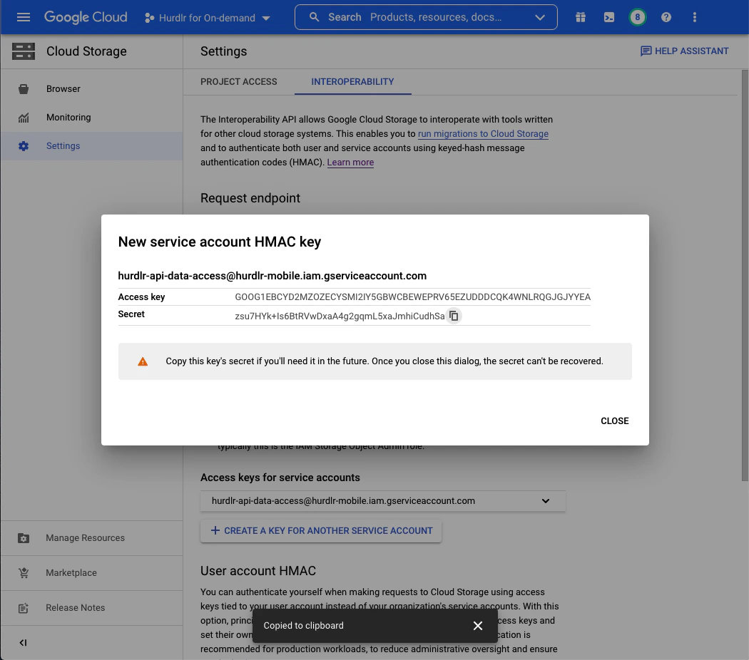 HMAC Key Credentials