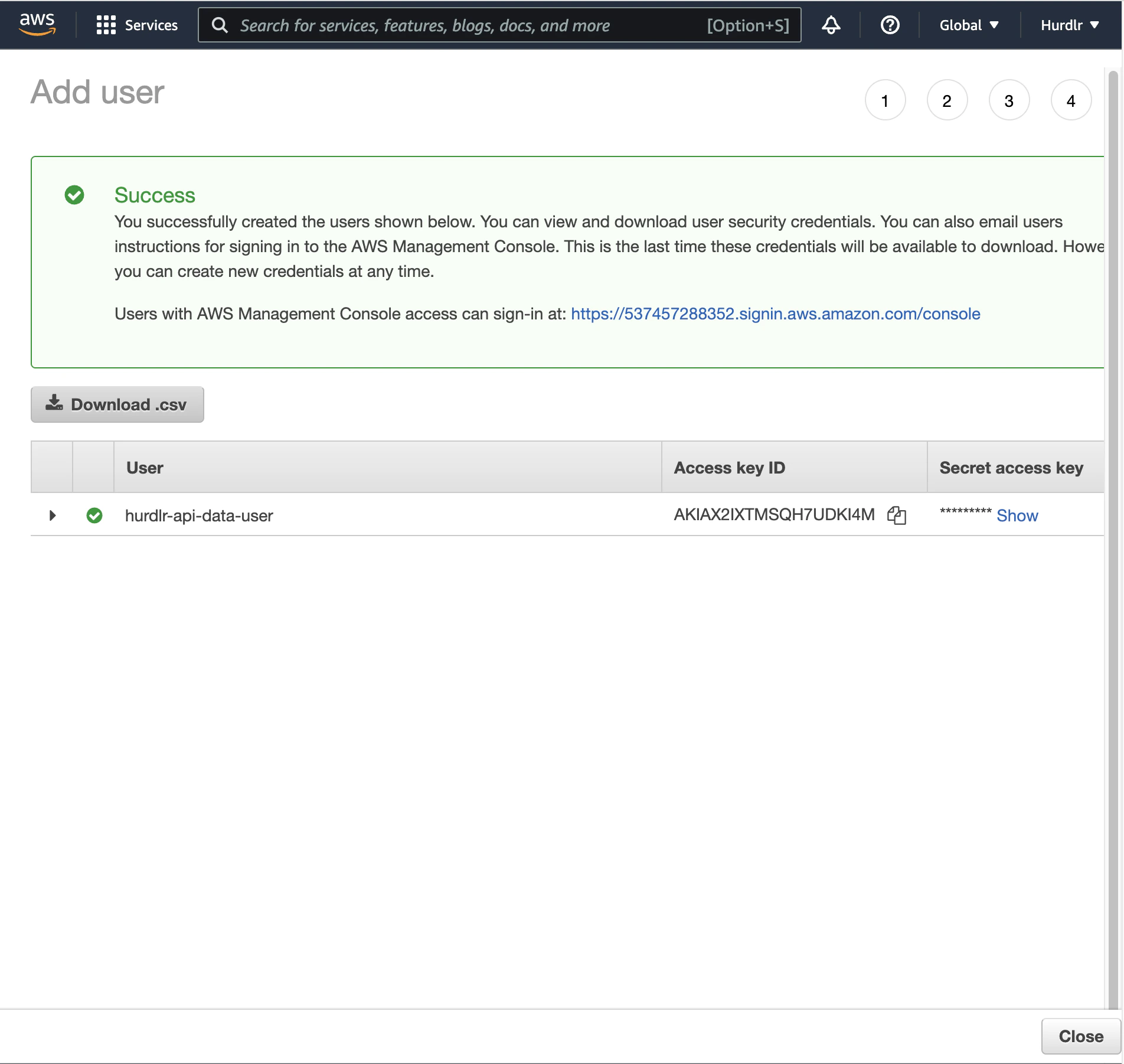 Download Credentials CSV