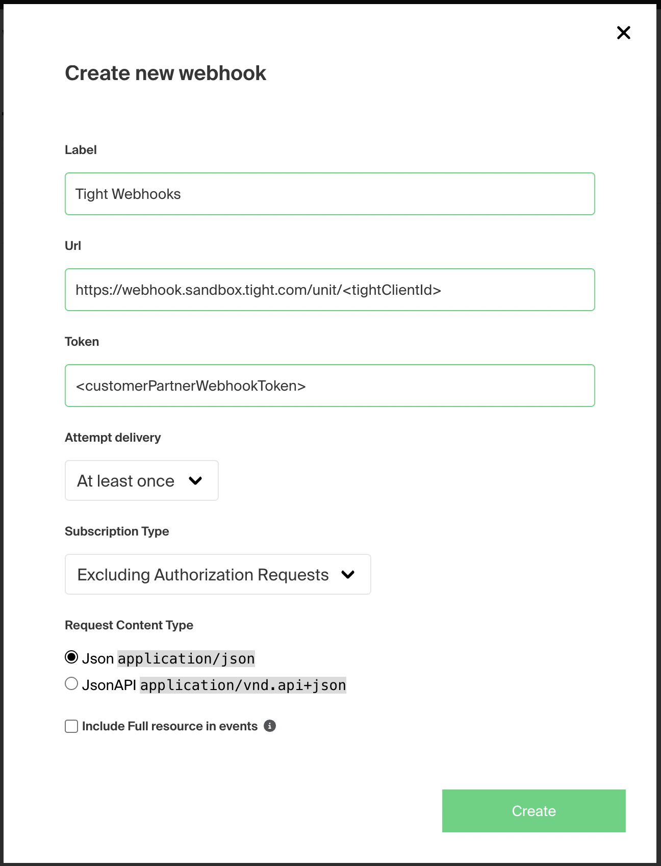 Unit Webhook Configuration