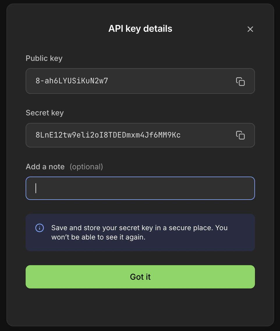 Moov API Keys