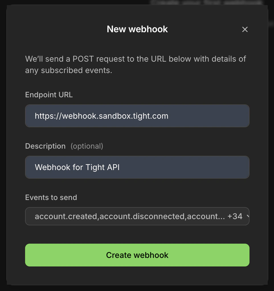 Moov Webhook Settings