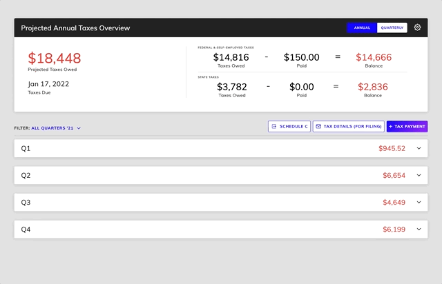Tax Dashboard Demo of custom styling #2