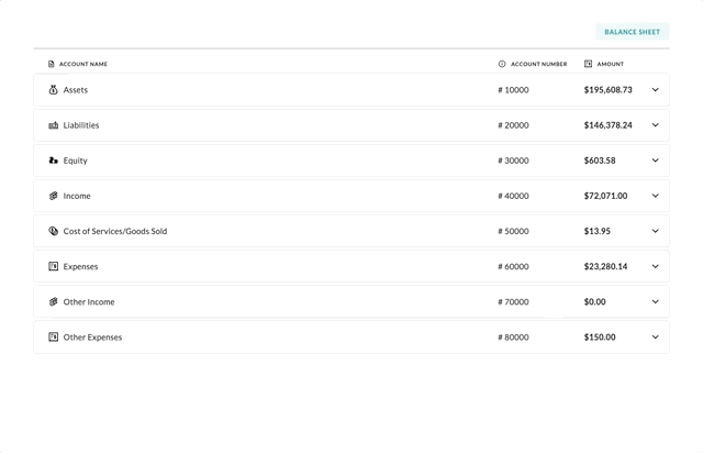 Accounting Dashboard Demo of custom styling