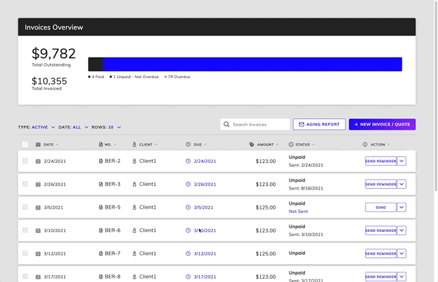 Invoice Dashboard Demo of custom styling #2