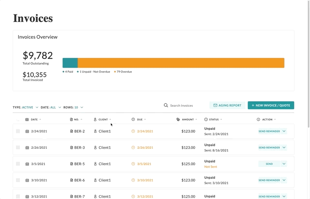 Invoice Dashboard Demo of custom styling