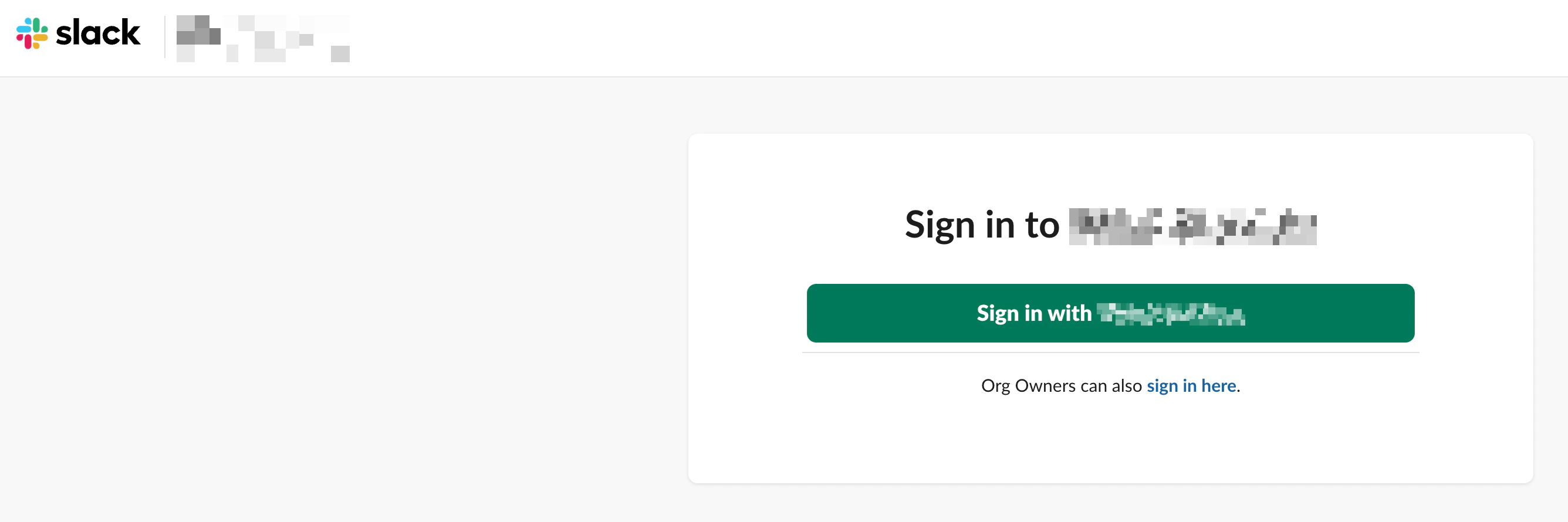 Slack single sign-on page with SSO provider button