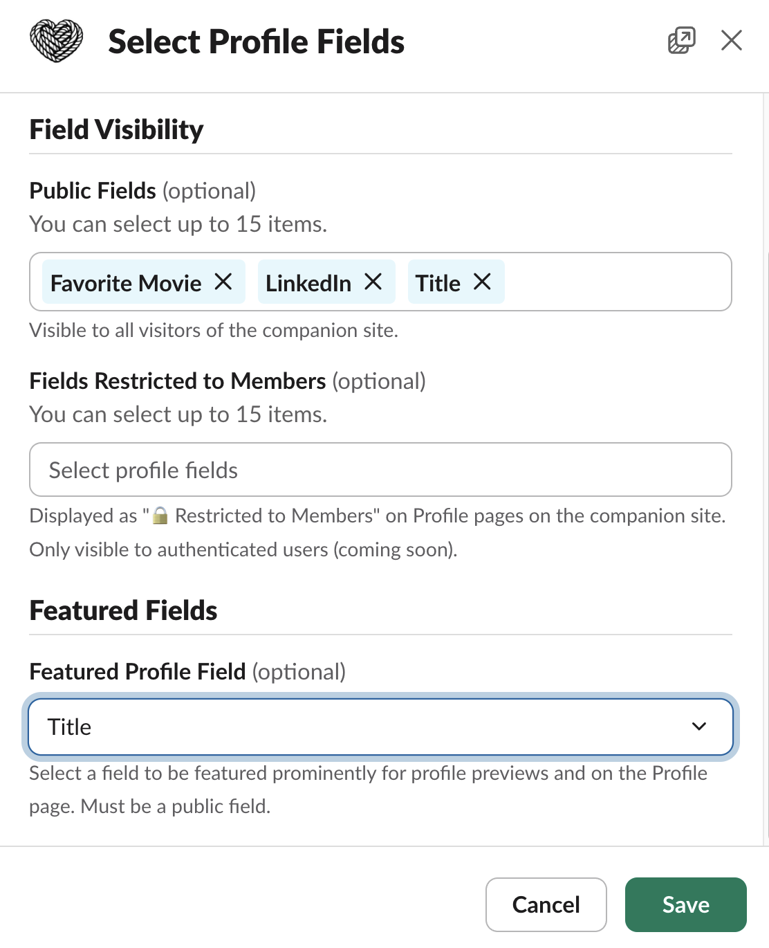 Tightknit Profile Fields Settings